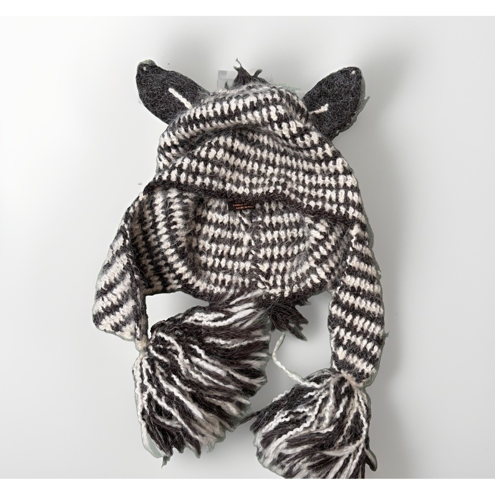 Peruvian Trading Company Virgin Acrylic Adult Cosplay Zebra Knit Beanie Hat